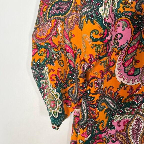 Code X Mode Paisley Floral Print Satin Long Sleeve Shift Dress NWOT - Picture 7 of 16